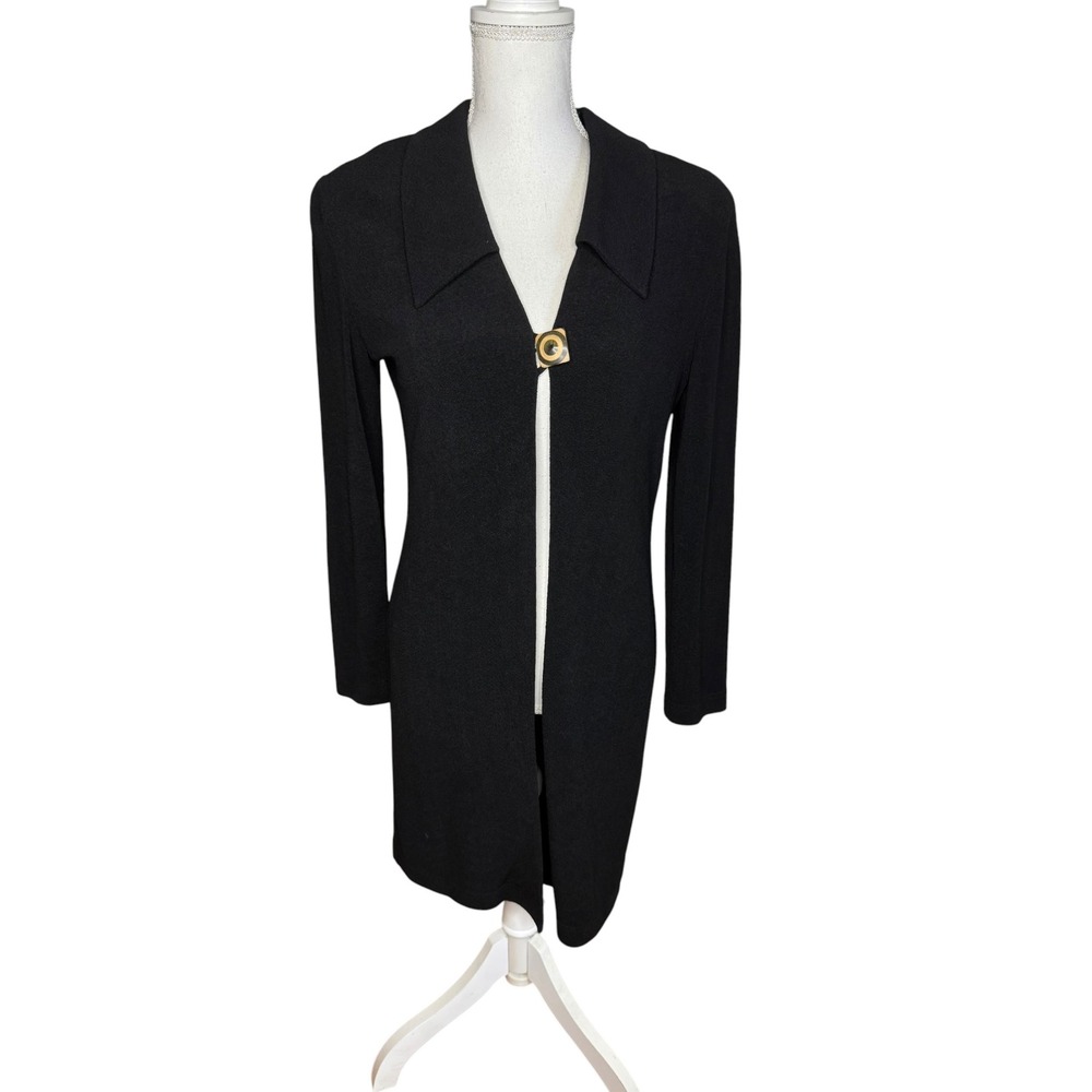 Joseph Ribkoff Womens Black Longline Textured Jacket Single Button Size 6 Canada